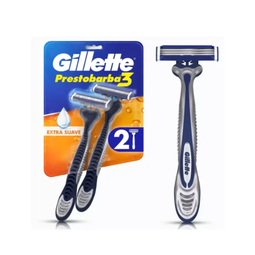 GILLETTE PRESTOBARBA3 AFEITADORA X 2